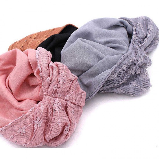 Vintage Cotton Breathable Beanie Cap Women Earmuffs Flexible Turban Cap