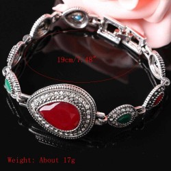 Vintage Cuff Gold Bracelet Colorful Resin Water Drop Crystal Bangle Ethnic Jewelry for Women