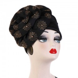 Vintage Ethnic Style Breathable Side Flower Headband Cap Turban Cap