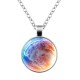 Vintage Glass Gem Cabochon Sweater Chain Luminous Planet Series Necklace for Women