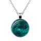 Vintage Glass Gem Cabochon Sweater Chain Luminous Planet Series Necklace for Women