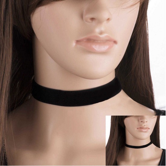 Vintage Gothic Black Velvet Plain Women Collar Necklace Lady Jewelry