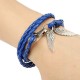 Vintage Handmade Angel Wings Bangle Braided Leather Bracelet Unisex