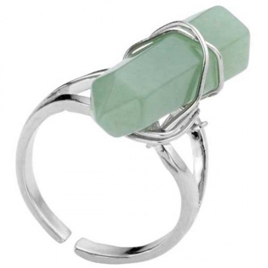 Vintage Hexagonal Pendulum Gemstone Column Quartz Finger Ring