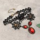 Vintage Lace Skull Head Choker Crystal Spider Web Necklace Halloween Party Accessories