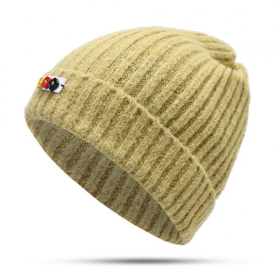 Vintage Men Women Button Knit Hat Winter Thicken Warm Ski Beanie Cap