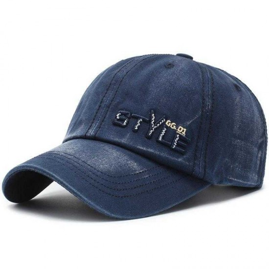 Vintage Men Women Letter Embroidery Baseball Cap Washed Denim Peaked Cap