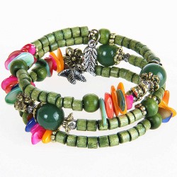 Vintage Multilayer Tibetan Buddhist Colorful Long Wood Beaded Unisex Bracelet Gift