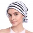 Vintage Muslim Chiffon Pleated Chemotherapy Turban Hat Casual Stripe Beanie Cap for Women