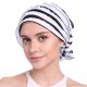 Vintage Muslim Chiffon Pleated Chemotherapy Turban Hat Casual Stripe Beanie Cap for Women