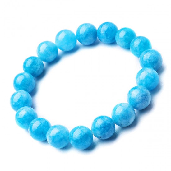 Vintage Natural Blue Bead Bracelets Gemstone Round Beads Water Pattern Bracelet