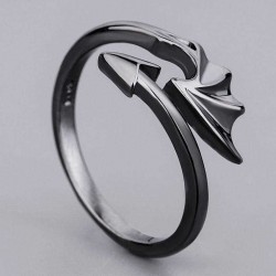 Vintage Open Couple Ring Retro Angels Demons Adjustable Finger Rings Ethnic Jewelry for Women Men