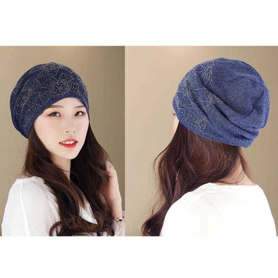 Vintage Polyester Breathable Beanie Cap Women Earmuffs Flexible Turban Cap