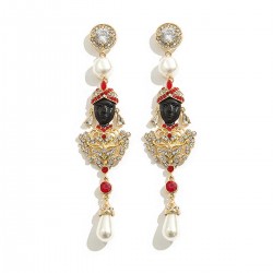 Vintage Rhinestone Alloy Crystal Ear Drop Earring  Bride Long Section Earring Wedding Jewelry