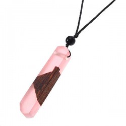 Vintage Silicone Handmade Wooden Charm Necklace Rope Long Necklace for Men Women