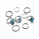 Vintage Turquoise 8 Pieces/ Set Rings Kit Retro Style Alloy Finger Joint Ring Kit For Women