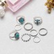 Vintage Turquoise 8 Pieces/ Set Rings Kit Retro Style Alloy Finger Joint Ring Kit For Women