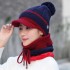 Vintage Winter Windproof Plus Velvet Knit Hat Scarf Set Women Thicken Earmuffs Ski Beanie Cap