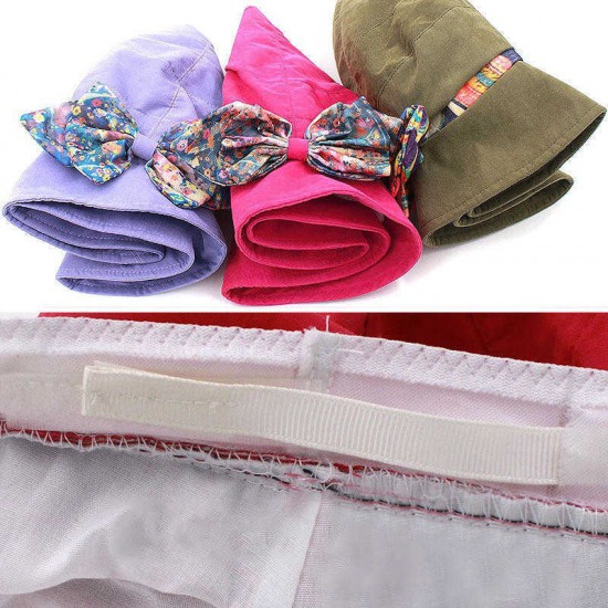 Vintage Women Cotton Floral Wide Brimmed Bucket Hat Sun Protection Fisherman Cap