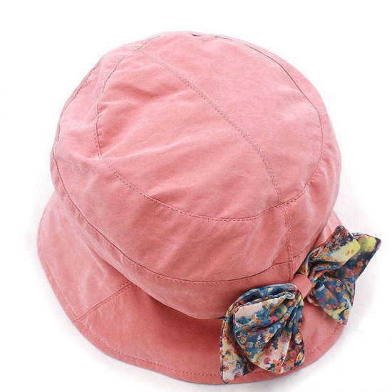 Vintage Women Cotton Floral Wide Brimmed Bucket Hat Sun Protection Fisherman Cap