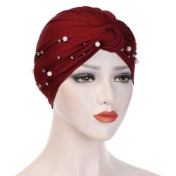 Vintage Women Ethnic Style Breathable Side Flower Headband Cap Turban Cap