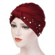 Vintage Women Ethnic Style Breathable Side Flower Headband Cap Turban Cap