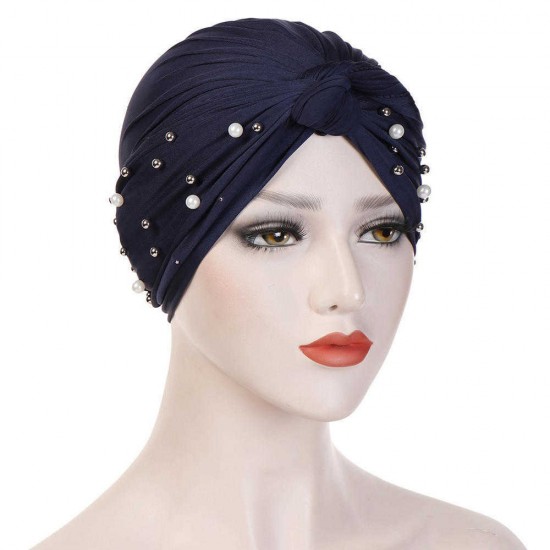 Vintage Women Ethnic Style Breathable Side Flower Headband Cap Turban Cap