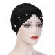 Vintage Women Ethnic Style Breathable Side Flower Headband Cap Turban Cap