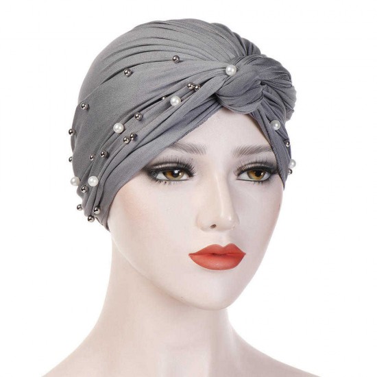 Vintage Women Ethnic Style Breathable Side Flower Headband Cap Turban Cap