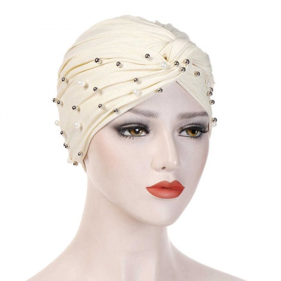 Vintage Women Ethnic Style Breathable Side Flower Headband Cap Turban Cap