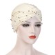 Vintage Women Ethnic Style Breathable Side Flower Headband Cap Turban Cap