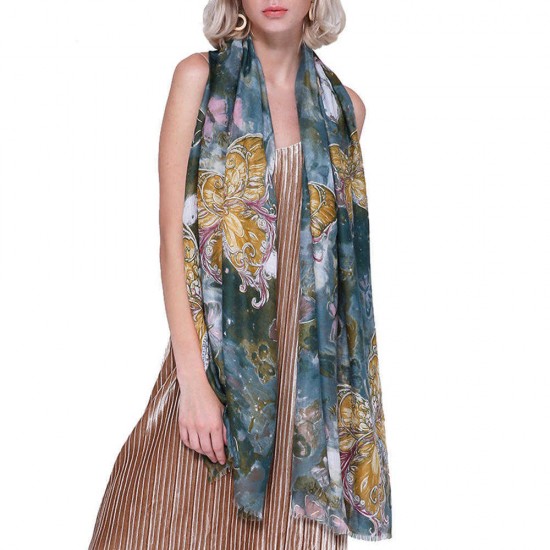 Vintage Women Vintage Lightweight Floral Print Scarf Large Size Flower Shawl Vintage Women Vintage Lightweight Floral Print Scarf Large Size Flower Shawl