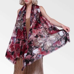 Vintage Women Vintage Lightweight Floral Print Scarf Large Size Flower Shawl