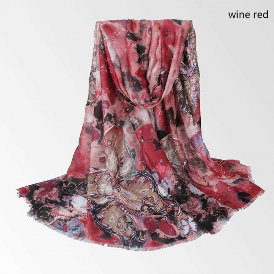 Vintage Women Vintage Lightweight Floral Print Scarf Large Size Flower Shawl Vintage Women Vintage Lightweight Floral Print Scarf Large Size Flower Shawl