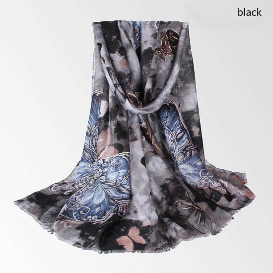 Vintage Women Vintage Lightweight Floral Print Scarf Large Size Flower Shawl Vintage Women Vintage Lightweight Floral Print Scarf Large Size Flower Shawl