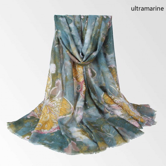 Vintage Women Vintage Lightweight Floral Print Scarf Large Size Flower Shawl Vintage Women Vintage Lightweight Floral Print Scarf Large Size Flower Shawl