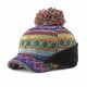 Vintage Women Winter Ethnic Knitted Hat Outdoor Thicken Earmuffs Foldable Baseball Cap