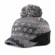 Vintage Women Winter Ethnic Knitted Hat Outdoor Thicken Earmuffs Foldable Baseball Cap