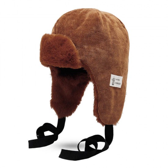 Vintage Women Winter Warm Plush Earmuffs Trapper Hat Outdoor Thicken Ski Trooper Cap