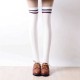 Vintage Women Winter Warm Stripes Cotton Silk Socks Extra Long Over Knee Thigh High Stockings Sock