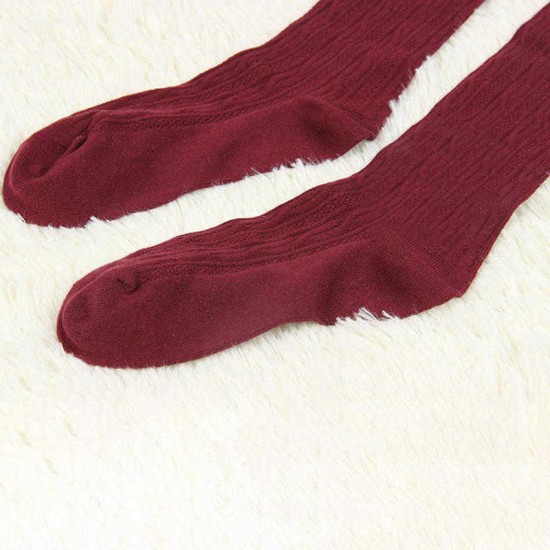 Vintage Women Winter Warm Stripes Cotton Silk Socks Extra Long Over Knee Thigh High Stockings Sock