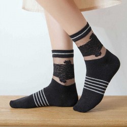 Vogue Lace Cottton Stripe Ankle Socks Leisure Skid Resistant Breathable Deodorization Sock for Women