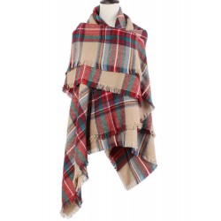 Warm Plaid Tassel Hem Soft Wrap Scarf