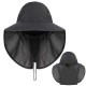 Wide Nylon Waterproof Bucket Hat Sunscreen UV Protection Fishing Hat with Neck & Face Flap Cover Cap