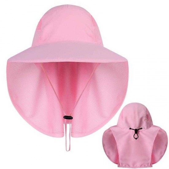 Wide Nylon Waterproof Bucket Hat Sunscreen UV Protection Fishing Hat with Neck & Face Flap Cover Cap