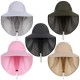 Wide Nylon Waterproof Bucket Hat Sunscreen UV Protection Fishing Hat with Neck & Face Flap Cover Cap