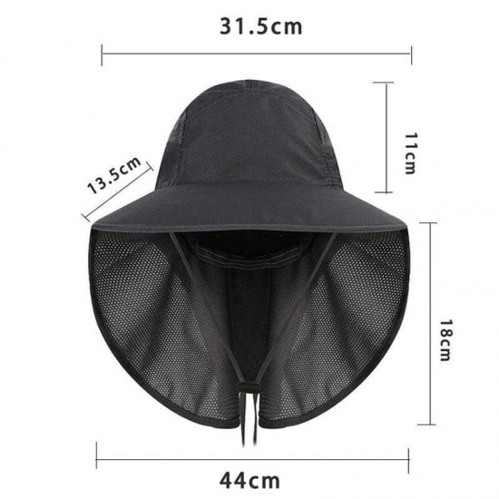 Wide Nylon Waterproof Bucket Hat Sunscreen UV Protection Fishing Hat with Neck & Face Flap Cover Cap