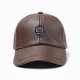 Winter Artificial Leather Cotton Lining Letter Badge Dad Hat Outdoor Adjustable Baseball Cap