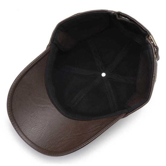 Winter Artificial Leather Cotton Lining Letter Badge Dad Hat Outdoor Adjustable Baseball Cap