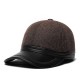 Winter Cotton Artificial Leather Middle-Aged Baseball Cap Outdoor Warm Earmuffs Dad Hat